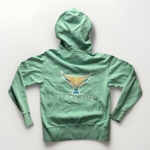Ivory Ella Hoodie Women's XXS Green Beach Whale Tail Graphic Pullover Sweatshirt